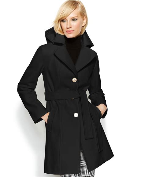 michael kors wool blend officer's coat|Michael Kors belted walker coat.